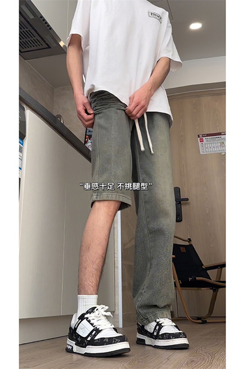 高街垂感复古直筒牛仔裤男春夏款星空纹休闲裤1809-P40限价79,男装牛仔裤,电商A178