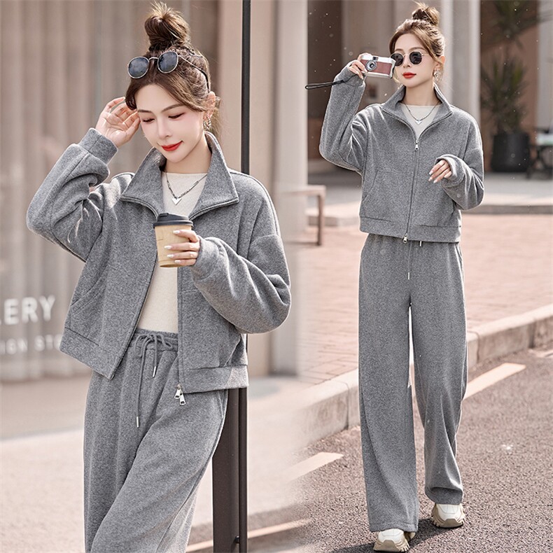 休闲运动套装女2024秋冬新款洋气欧货减龄高级松弛感加绒卫衣穿搭，女装套装/套裙，蓝诺裳