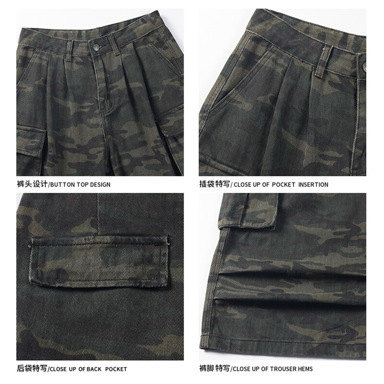 2025夏季新款白底美式迷彩工装七分裤M-5XLGK25506-特P40,男装牛仔裤,电商A022