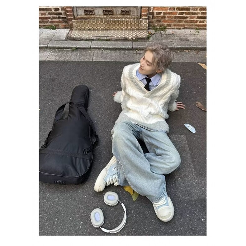 V领毛衣针织衫男潮牌帅气秋冬季打底衫新款男士气质修身上衣,男装T恤,四季星座505