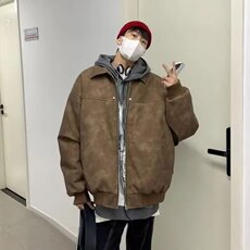 美拉德美式复古cleanfit外套男款春秋季猎装皮夹克短款垫肩机车服，男装夹克，星座1210-1