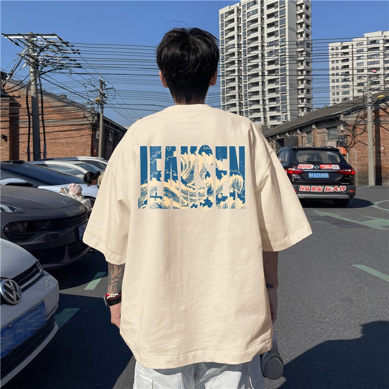 抖音得物直播品质潮流字母印花宽松短袖T恤dcm312-特批20控38,男装T恤,星座605(原A050)