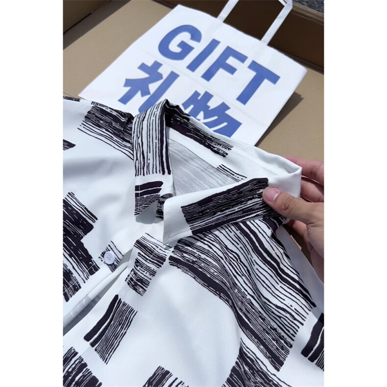 夏季新款大码休闲潮流短袖衬衫花衬衣条纹衬衫DC2252-特价P23,男装T恤,电商A007