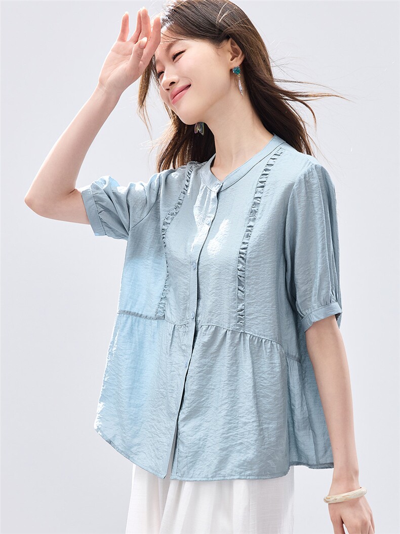 现货2026夏装新款修身衬衣,女装衬衫,木子恋