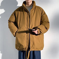 现货冬季美式休闲加厚雪山外套夹克立领纯色三防户外工装棉服，男装夹克，电商A443