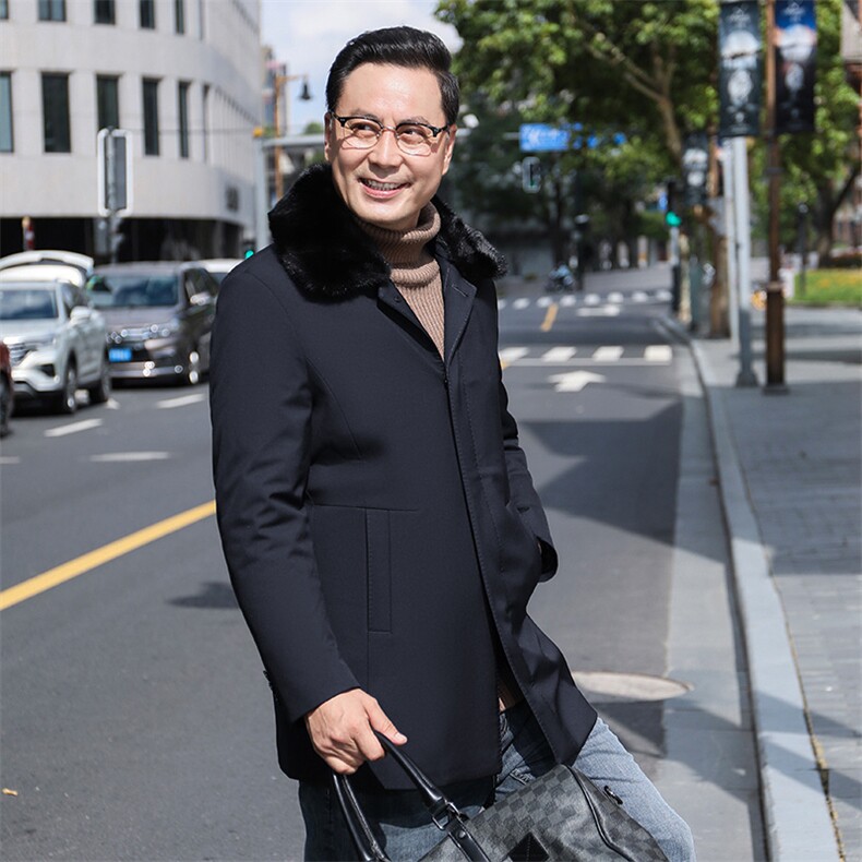 中老年男士冬季加厚保暖羽绒服男装新款商务休闲翻领爸爸装外套,男装羽绒服,电商B212（原钱塘6029）