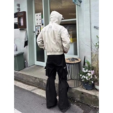 秋冬美式复古解构连帽工装外套青少年街头宽松休闲水洗夹克上衣潮，男装夹克，星座506A