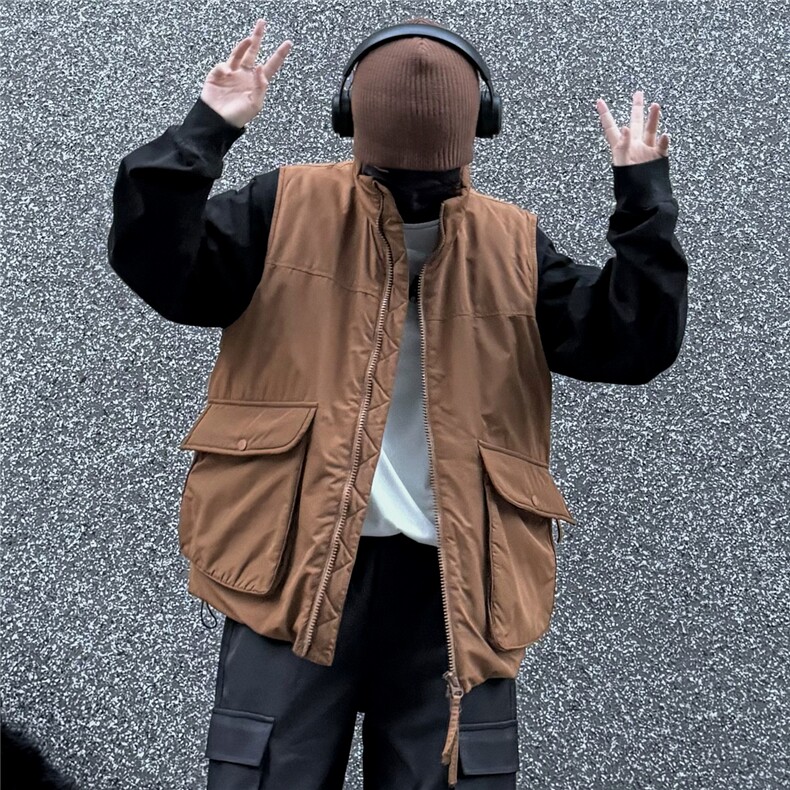 可穿260斤白鸭绒秋冬大码工装可二开羽绒马甲港风羽绒服背情侣装，男装羽绒服，星座210