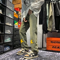 高街直筒牛仔裤子男女宽松直筒潮牌美式vibe风阔腿长裤N3552-p46，男装牛仔裤，星座1008-1