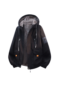 立体冬季外套加绒加厚潮牌夹克连帽宽松保暖派克服 A436-D209-P80图片
