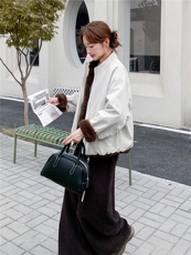 （新款现货）2025冬装时尚休闲立领加绒仿狐狸毛外套（两面穿），女装短外套，印象茜