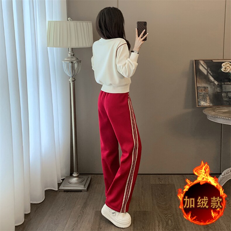 女秋冬新款加绒撞色拉链开衫卫衣两件套,女装套装/套裙,江南
