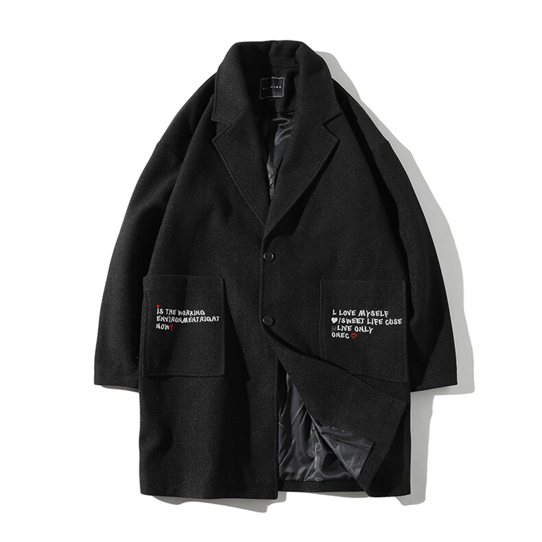 【】A003-HF010-P50冬装新款常规大口袋翻领大衣地毯,男装毛呢大衣,电商A003