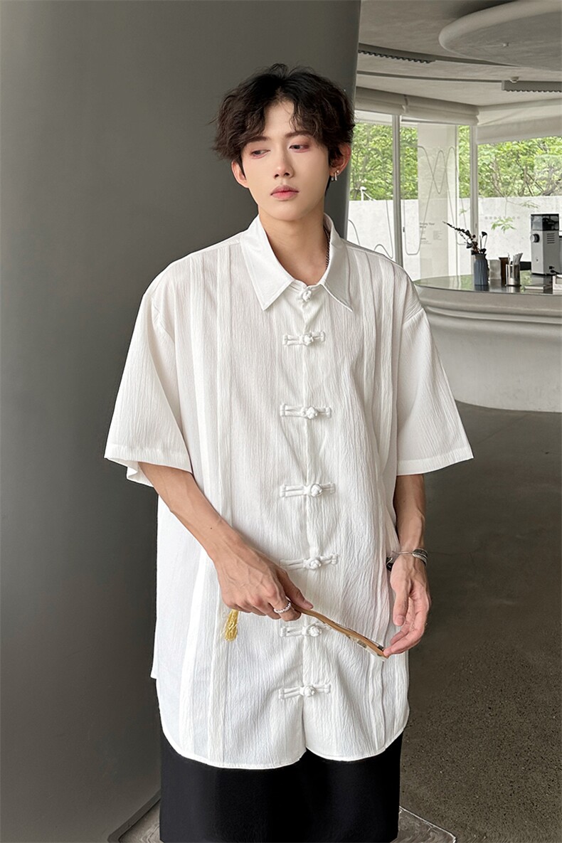 中式元素潮男纯色衬衫A071-C83-P45,男装衬衫,电商A071