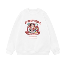 白底秋季时尚潮流卡通印花圆领套头情侣卫衣W1031P30控48，男装卫衣，电商A247-1