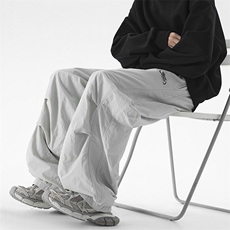 美式褶皱加绒伞兵弯刀宽松直筒运动休闲裤XZ225-3-CK11-P68控89，男装休闲裤，星座225-3
