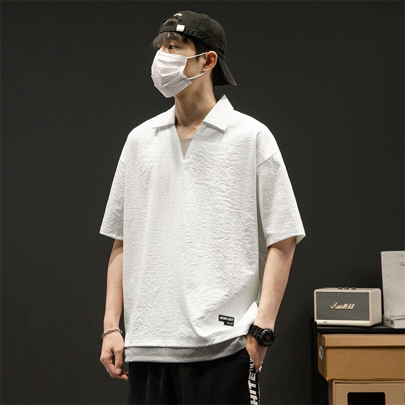 冰氧仿棉短袖个性灰墙体恤休闲百搭纯色POLO衫男上衣TC3143-P35,男装Polo衫,星座717