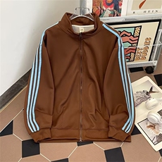 美式复古三条杠立领夹克男秋季潮牌宽松拉链情侣开衫外套Q73/P46，男装夹克，星座506B