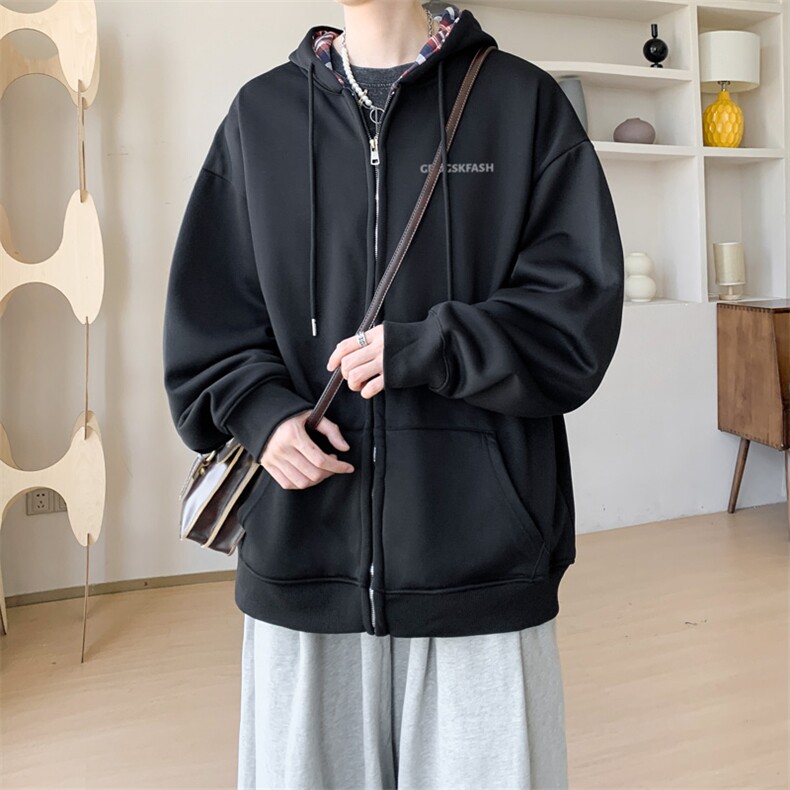 内景秋冬高街情侣连帽卫衣男潮牌休闲宽松外套WY00750/P55加绒P60图片