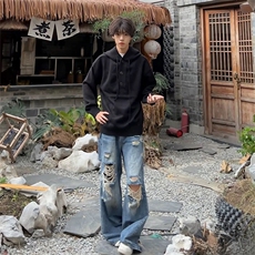 抖音得物保暖立领拉链针织外套秋冬宽松慵懒风纯色毛衣上衣AM047，男装针织衫/毛衣，电商A443