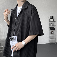 现货CS71553-P35特控68大码肌理感古巴领基础款衬衫，男装衬衫，电商D232