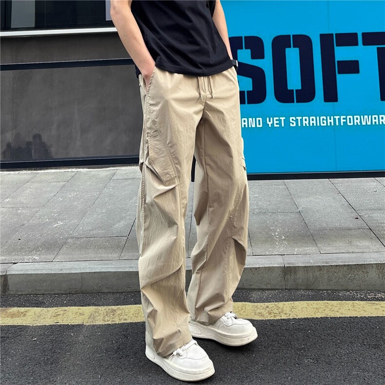 褶皱感潮流直筒休闲裤男女秋季新款宽松户外工装速干长裤,男装工装外套,星座218-1（原230）