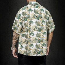 2021夏季新日系大码男马切达沙滩情侣休闲短袖印花衬衫C3037-P35，男装衬衫，电商A001