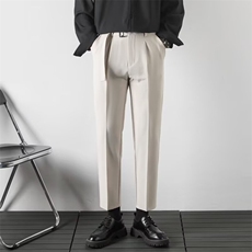 抖音品质秋款男西裤坠感小脚九分裤大码送腰带28-38hk83P45，男装西裤，星座1013-1