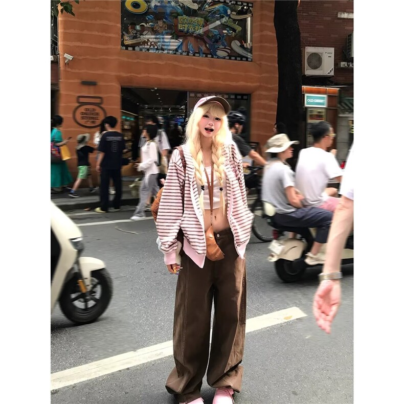新款时尚慵懒ins潮流气质星星铆钉明线水洗工装裤简约文艺原宿,男装工装外套,星座506A