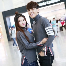 2025年秋季新款深色针织男女同款针织上衣时尚休闲通勤百搭，男装情侣装，江杉羊绒