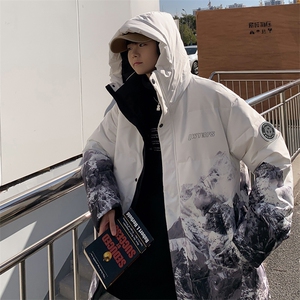 现货雪山款连帽时尚宽松轻薄白鸭绒扎染外套羽绒服R8833P100图片