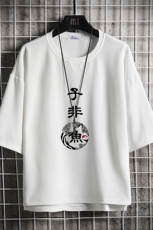 Q11070-P30春夏季七分袖t恤男大码五分袖男短袖中袖网格挂拍，男装T恤，电商A040A
