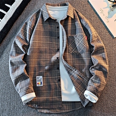 9901-P26元主推格子潮流百搭个性彩标设计时尚休闲男款衬衫，男装衬衫，星座1706