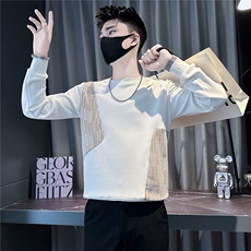 痞帅条纹拼接面料卫衣男社会小伙店主风301C-WY56-P58控78，男装卫衣，星座301C（原B323）
