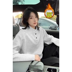 网图蓄热亨利领350g重磅华棉长袖T恤男T24555J加绒-特P23控48，男装T恤，电商A001-1