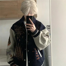V88-P78美式棒球服外套女2025春季新款洋气宽松休闲学院风设计感，男装T恤，电商B323A