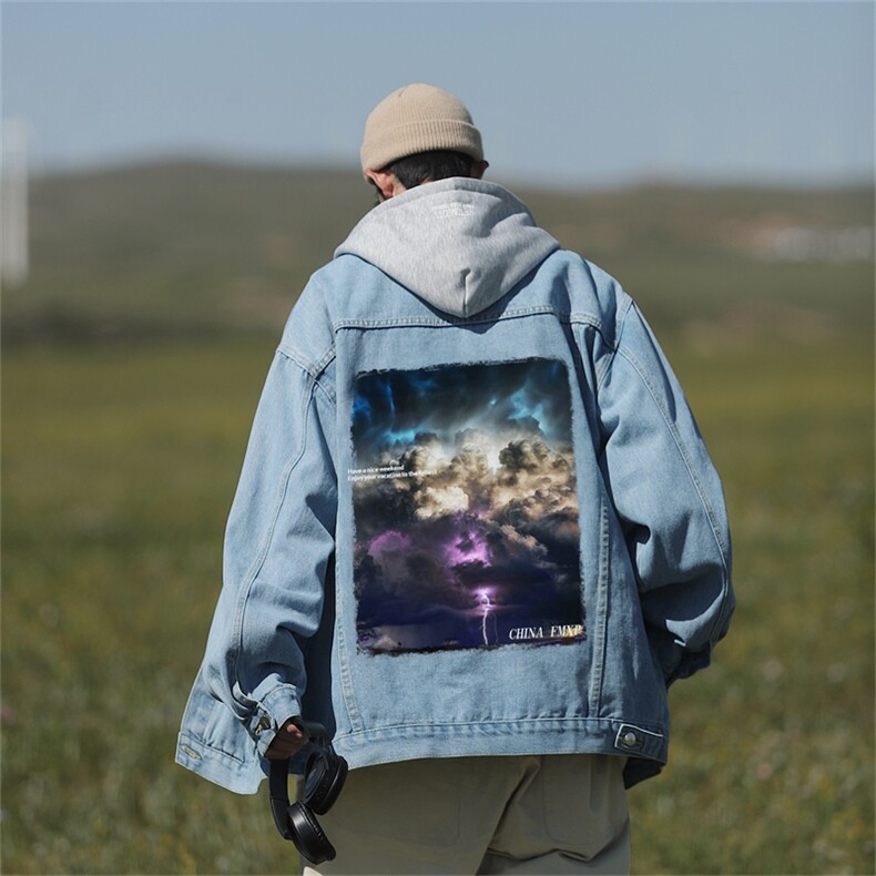 牛仔外套男秋美式高街hiphop痞帅炸街夹克宽松潮牌上衣JK1042-P88,男装工装外套,星座1103-3