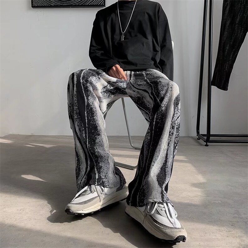 男春季潮流时尚休闲长裤冰丝压褶阔腿裤KZ18P30,男装休闲裤,星座1116-2
