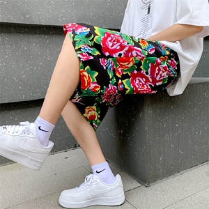 DK2009男女休闲短裤东北大花大妈宽松沙滩裤情侣裤子风团队服图片