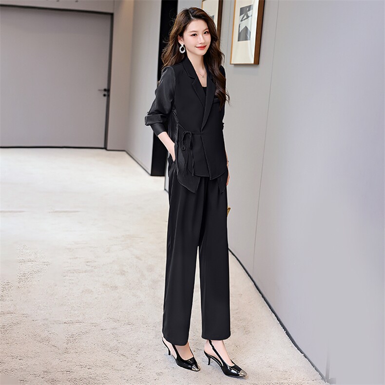 高端职业西装套装女2024夏季新款气质女神范防晒衬衫阔腿裤两件套,女装套装/套裙,火爆靓佳人