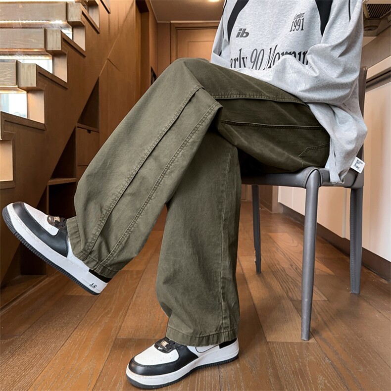 休闲长裤子纯棉男士阔腿工装裤K8023 特P48图片