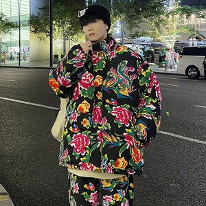 MY203东北大花加厚保暖防寒风汉服棉衣外套机车服棉袄男女潮,男装棉衣,星座115A(原星座507）