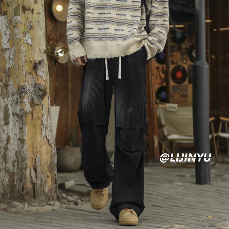 宽松休闲百搭长裤时尚坠感拖地裤舒适亲肤灯芯绒裤1006-特批-35，男装休闲裤，星座718-1