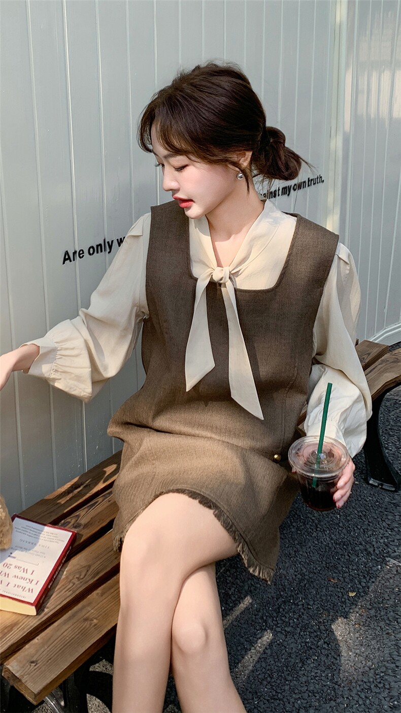 新款背心裙衬衫两件套25004P155K228,女装套装/套裙,2D035