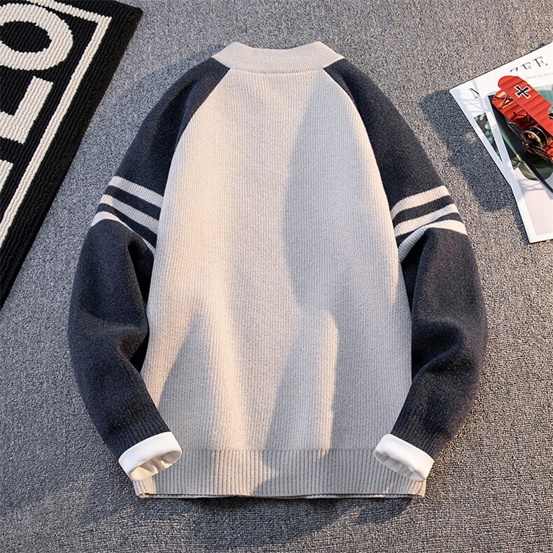 8789-P472025年秋冬半高拉链领毛衣男时尚长袖针织衫,男装针织衫/毛衣,电商A113