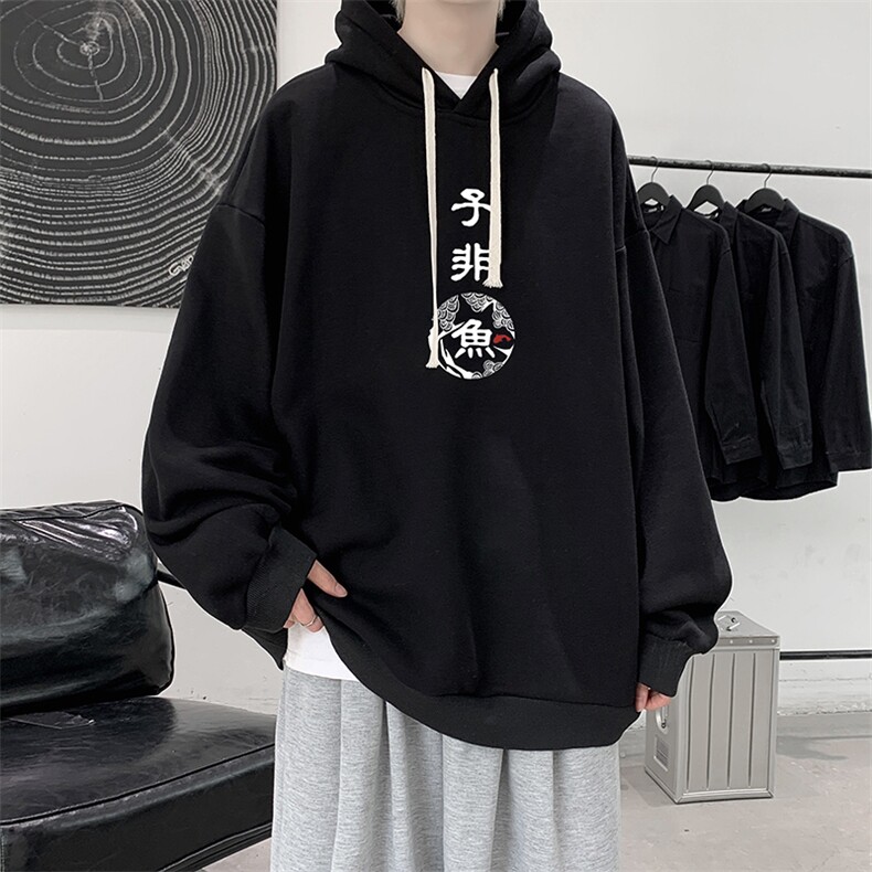 WY2070-P35 纯棉连帽卫衣男大码运动帽衫宽松薄外套男图片