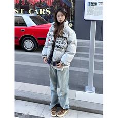 网络图现货潮牌假两件简约时尚日系慵懒短款棉服JW210-P68，男装棉衣，星座715-7