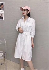 新款洋气配腰带百搭显瘦连衣裙，女装连衣裙，L·H·X