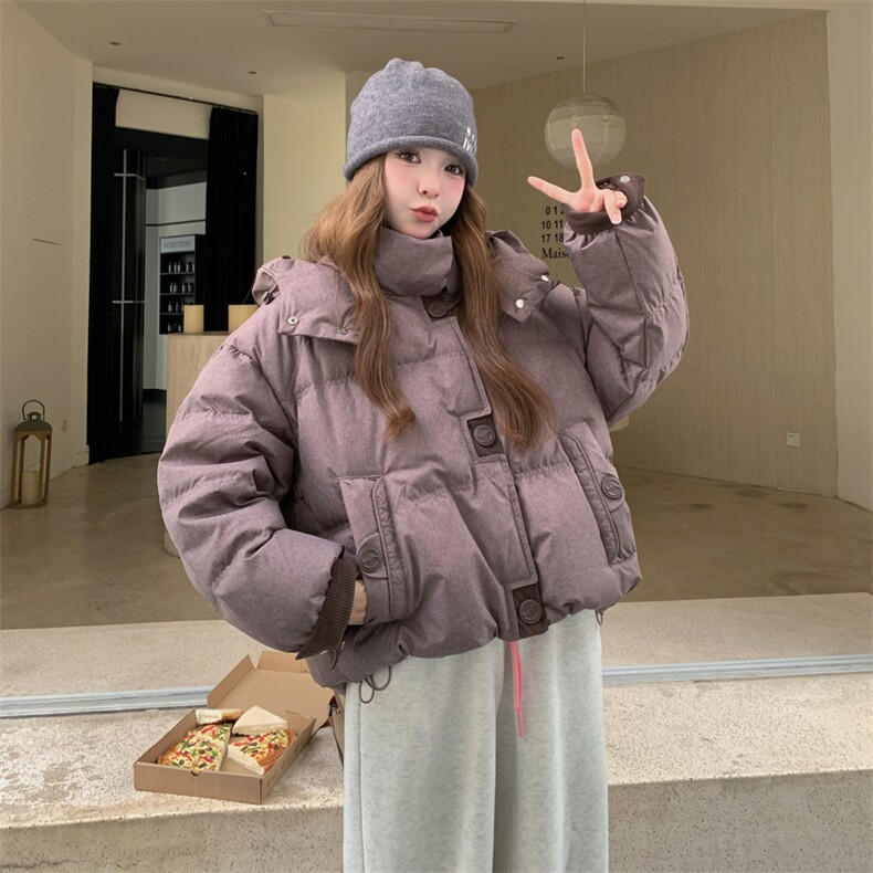 小个子连帽短款羽绒服女冬季新款重工90白鸭绒洋气保暖外套面包服,女装羽绒服,韩然一族