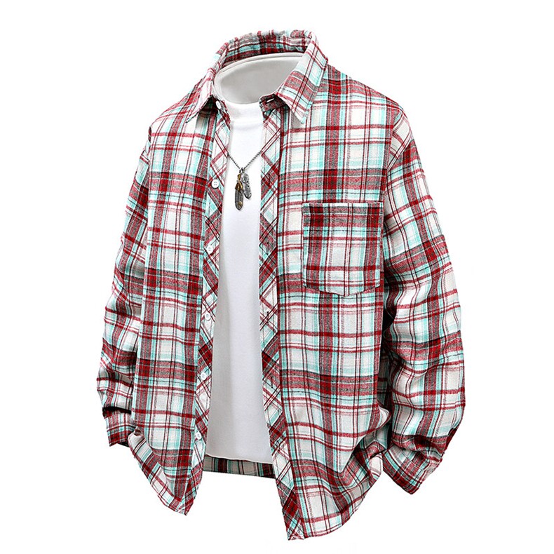 特批25港风网红格子衬衫宽松外套男女衬衣百搭外套CS2414，男装衬衫，电商A128